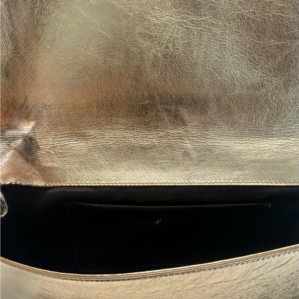Saint Laurent Gold Metallic YSL large De Jour Clutch - Picture 4 of 7